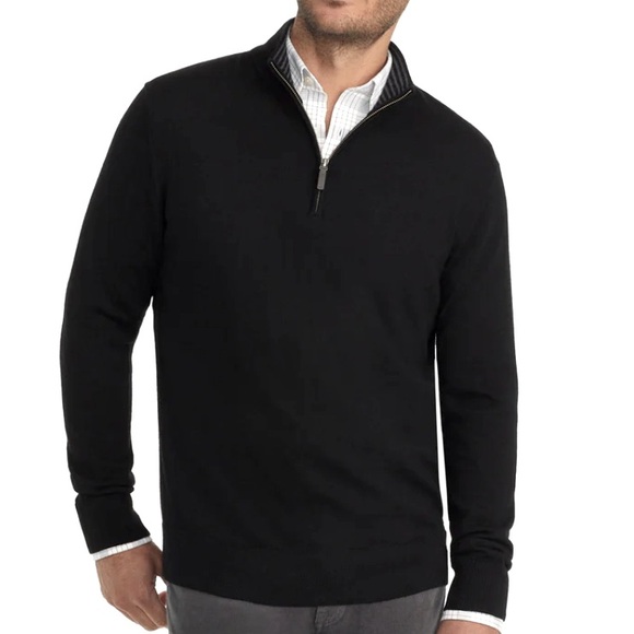 UNTUCKit Merino Wool Quarter Zip Sweater black size Small - Picture 2 of 8